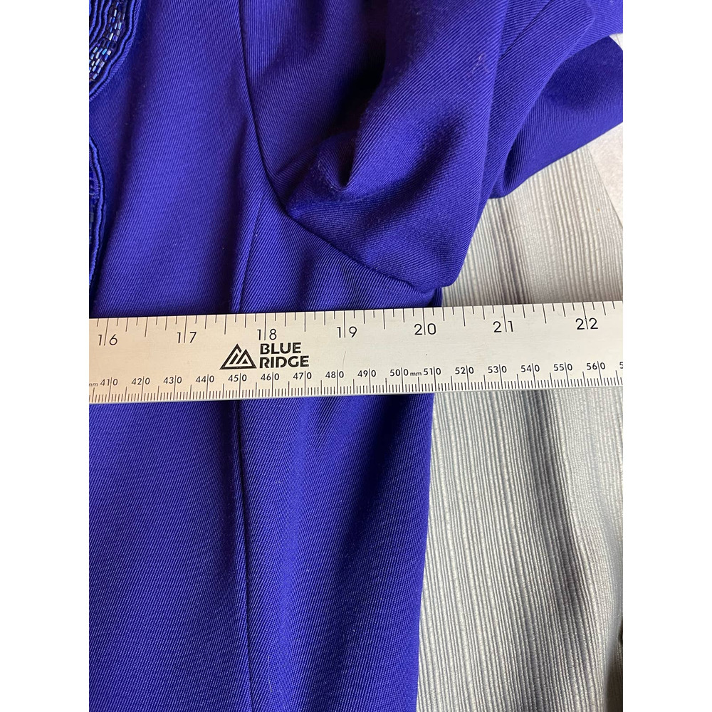 Chancelle 2 Piece Blue Skirt Suit with Beaded Embellishment Size 14 - Picture 12 of 15